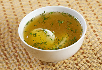 Chicken broth with dill and egg