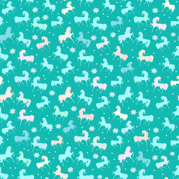 Festive seamless texture with horses