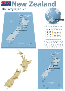 New Zealand maps with markers