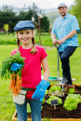 Gardening, cultivation -  girl helping in the garden