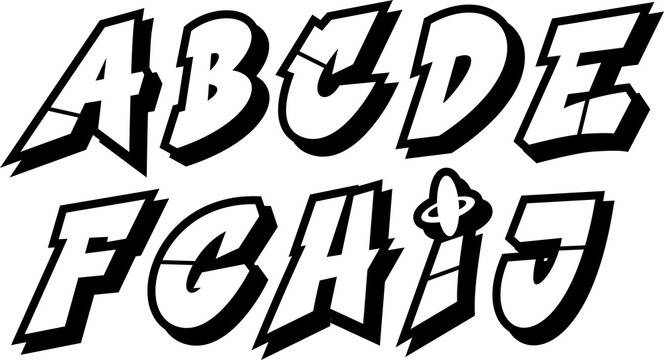 vector graffiti font alphabet (part 1)