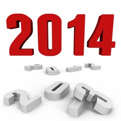 New Year 2014 over the past ones - a 3d image