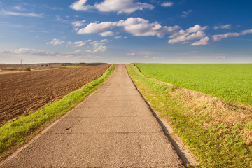 village road at sunset