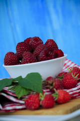 Raspberry, fruits - fresh raspberries from garden