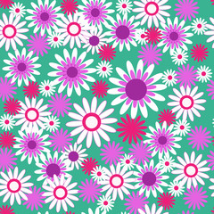 Fototapeta na wymiar Decorative seamless pattern with flowers