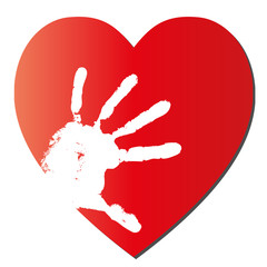 Obraz premium Mother and child hands over a red heart