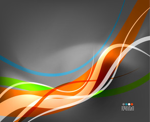 Abstract business wave lines on grey background