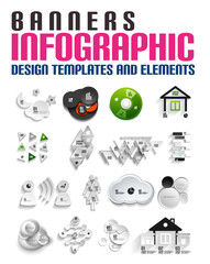 Abstract modern 3d papers banner templates