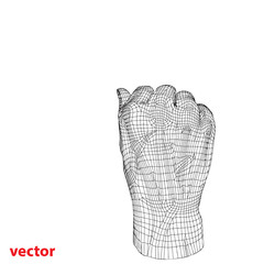 Conceptual 3D cyber black wireframe human hand