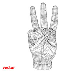 Conceptual 3D cyber black wireframe human hand