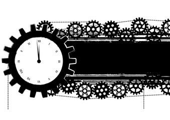 gears banner with clock