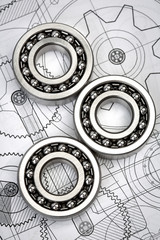 Ball bearings on technical drawing