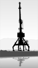Obraz premium Vector Silhouette of the port crane