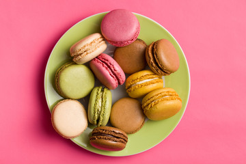 colorful macaroons on plate
