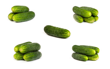 set of Fresh Cucumbers isolated on white
