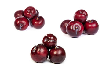 set of Group of plums  on white