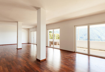 interior apartment, large living room with column