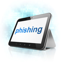 Privacy concept: Phishing on tablet pc computer