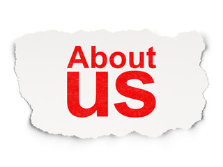 Advertising concept: About Us on Paper background