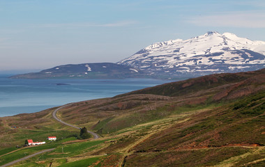 Fototapeta premium Iceland landspace with fjord and mountain