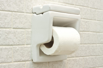 Tissue Paper Holder on White Wall
