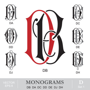 Vintage Monograms DB DA DC DD DE DJ DH