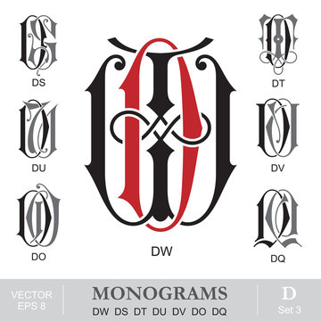 Vintage Monograms DW DS DT DU DV DO DQ