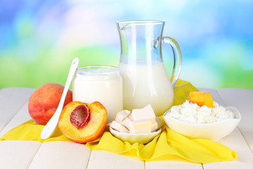 Fresh dairy products with peaches