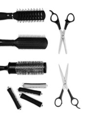 Professional hairdresser tools isolated on white