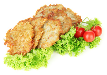 Potato pancakes, isolated on white