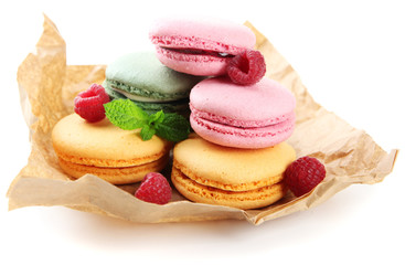 Gentle macaroons isolated on white