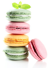 Gentle macaroons isolated on white