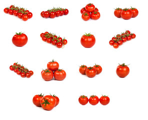 set of tomatoes isolated