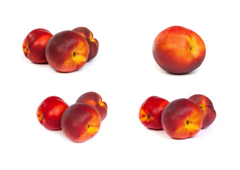 set of fresh nectarines on white