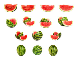 set of Watermelons isolated on white