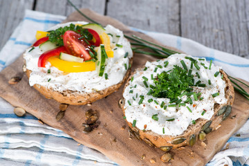 Curd and Herbs on a roll