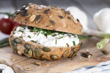 Curd and Herbs on a roll