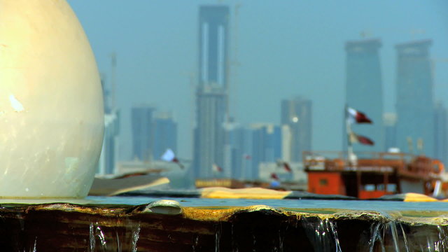 Close up Water Pearl and Oyster Fountain Qatar