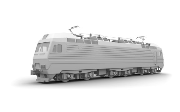 Gray locomotive 3d model isolated on white