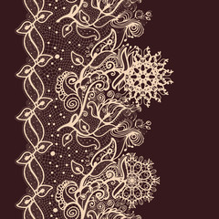 Abstract Lace Ribbon Vertical Seamless Pattern.