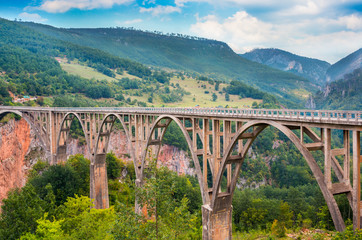 Bridge Durdevica and view Tara river gorge