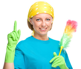 Young woman as a cleaning maid