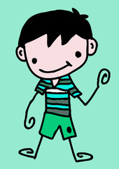 Cute cartoon people man and woman in Jaidee Family Style