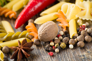 chilli, herbs, Italian pasta and spices