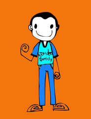 Cute cartoon people man and woman in Jaidee Family Style
