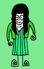 Cute cartoon people man and woman in Jaidee Family Style