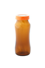 Orange clear bottle isolated on white background