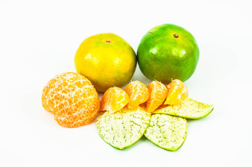 tangerine or mandarin fruit isolated on white background