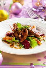 salad with quail