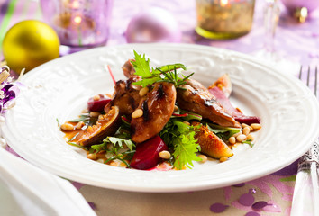 salad with quail